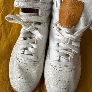 Reebok White and Brown High-Top Sneakers